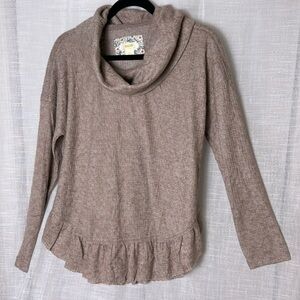 Maeve Anthropologie,sweater,women S.ruffles,peplum,prairie,cowl,boho,cottagecore